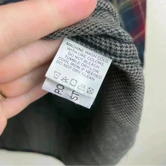 CARBON 2 COBALT Men's XL Cotton Collared Button Down Shirt Plaid Blue Red Yellow - Picture 7 of 10